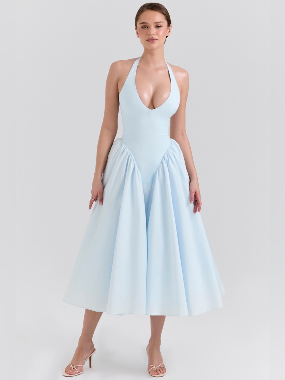 House of CB MARILYN

Soft Blue Cotton Twill Halter Midi Sundress